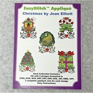 EasyStitch Applique Christmas CD Embroidery Designs Pre-Cut Fabric Quilt Panel